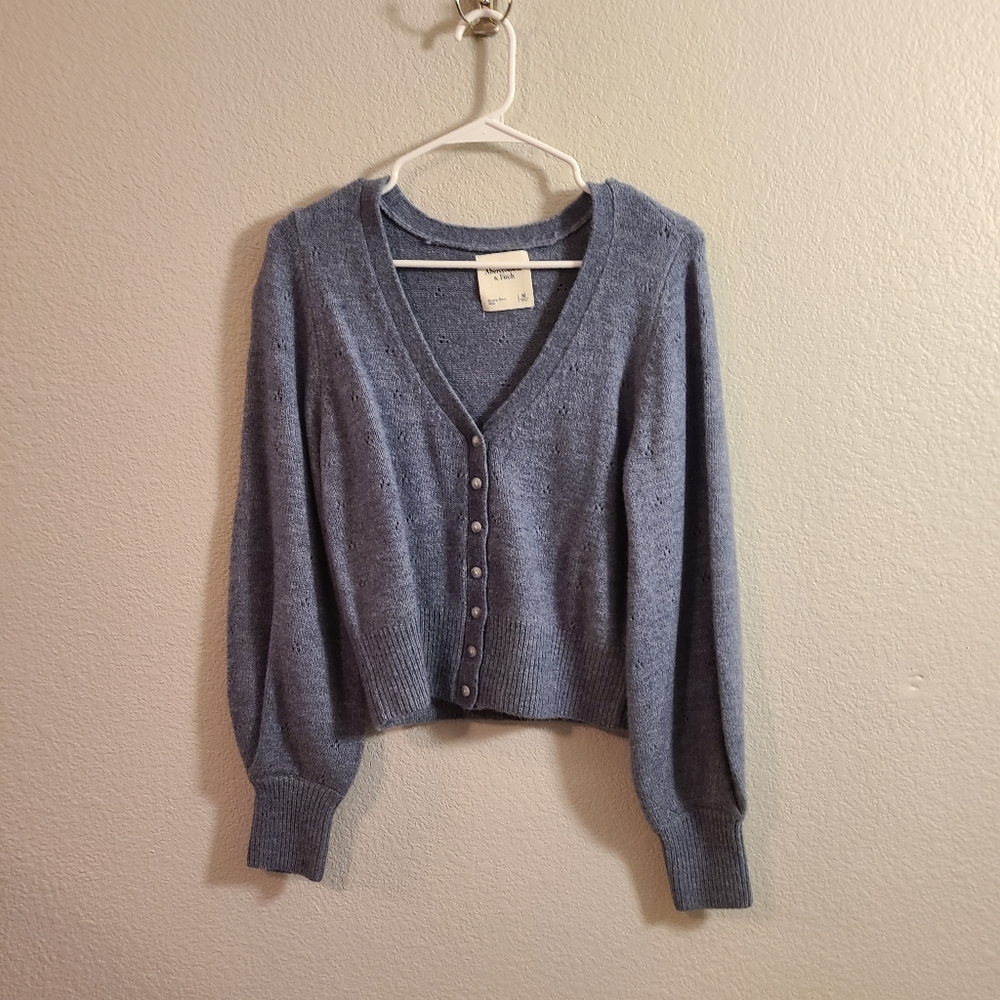 Abercrombie & Fitch Blue Dot Knit Cardigan